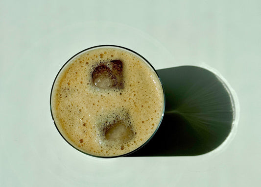 Rainbo's Iced Fungki Latte made from adaptogenic functional mushrooms